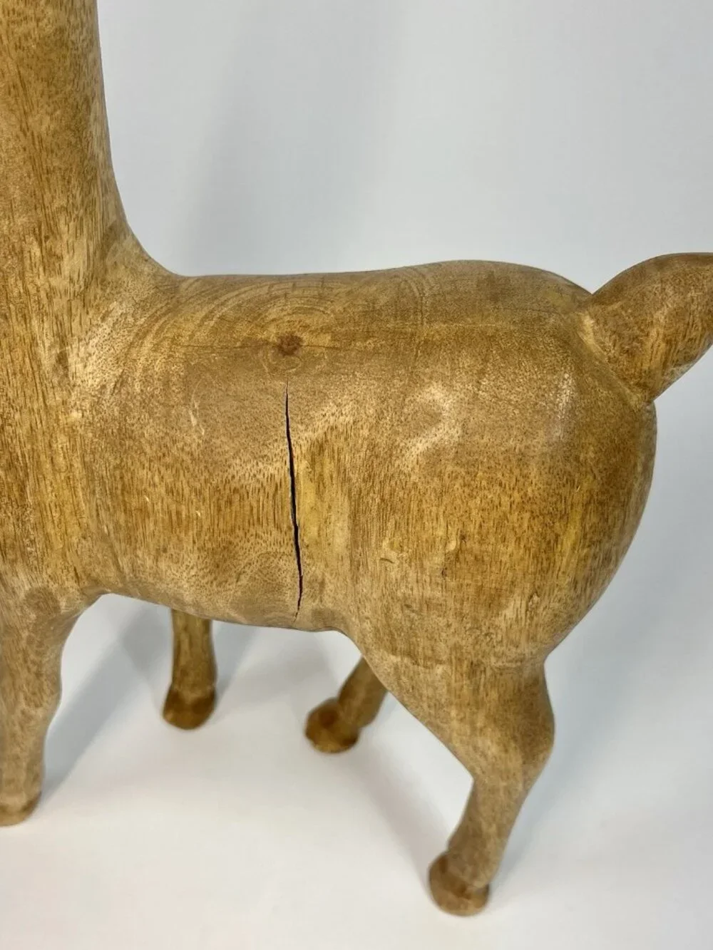 Rustic Carved Wood Reindeer Metal Antlers 3 Tealight Candle Holder Holiday